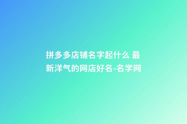 拼多多店铺名字起什么 最新洋气的网店好名-名学网